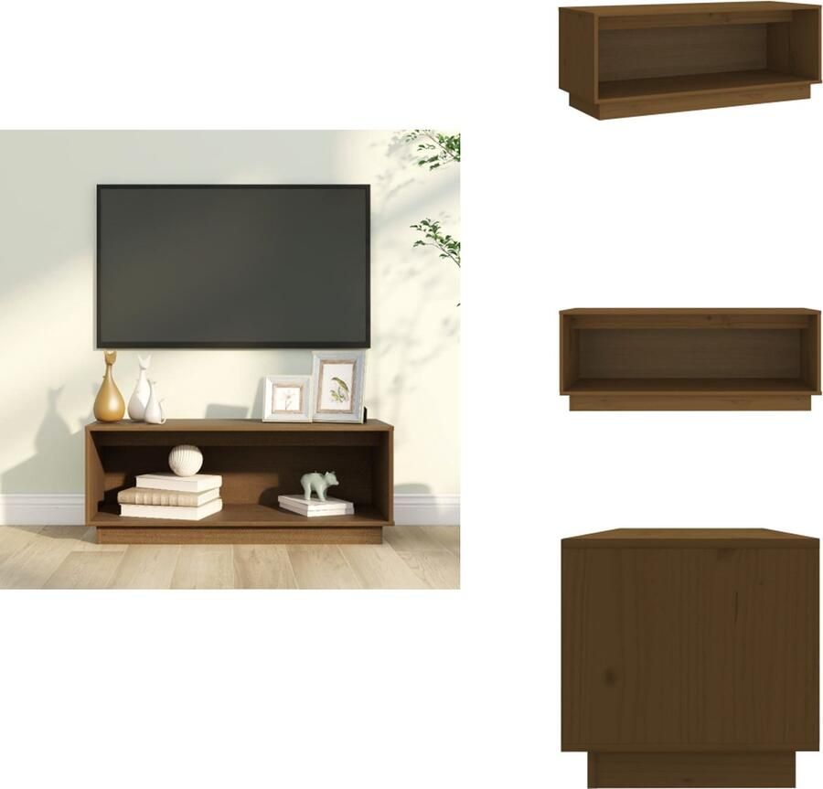 VidaXL Tv-kast Tv-kasten Tv-meubel Hifi-meubel Tv-meubel 90x35x35 cm massief grenenhout honingbruin