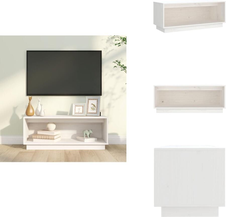 VidaXL Tv-kast Tv-kasten Tv-meubel Hifi-meubel Tv-meubel 90x35x35 cm massief grenenhout wit