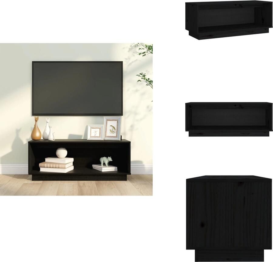 VidaXL Tv-kast Tv-kasten Tv-meubel Hifi-meubel Tv-meubel 90x35x35 cm massief grenenhout zwart