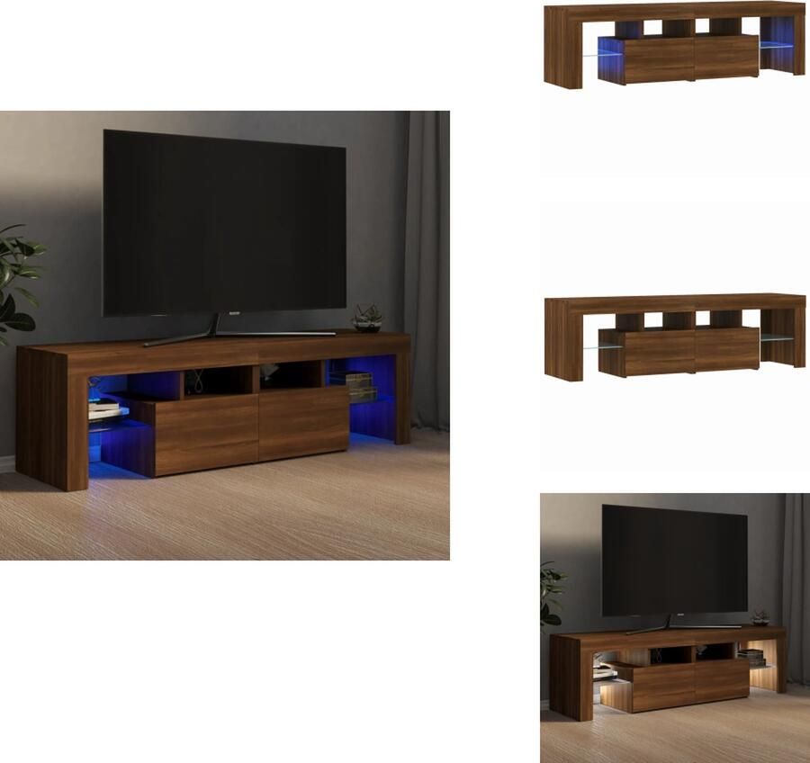 VidaXL Tv-kast Tv-kasten Tv-meubel Hifi-meubel Tv-meubel LED-verlichting 140x36-5x40 cm bruineikenkleurig