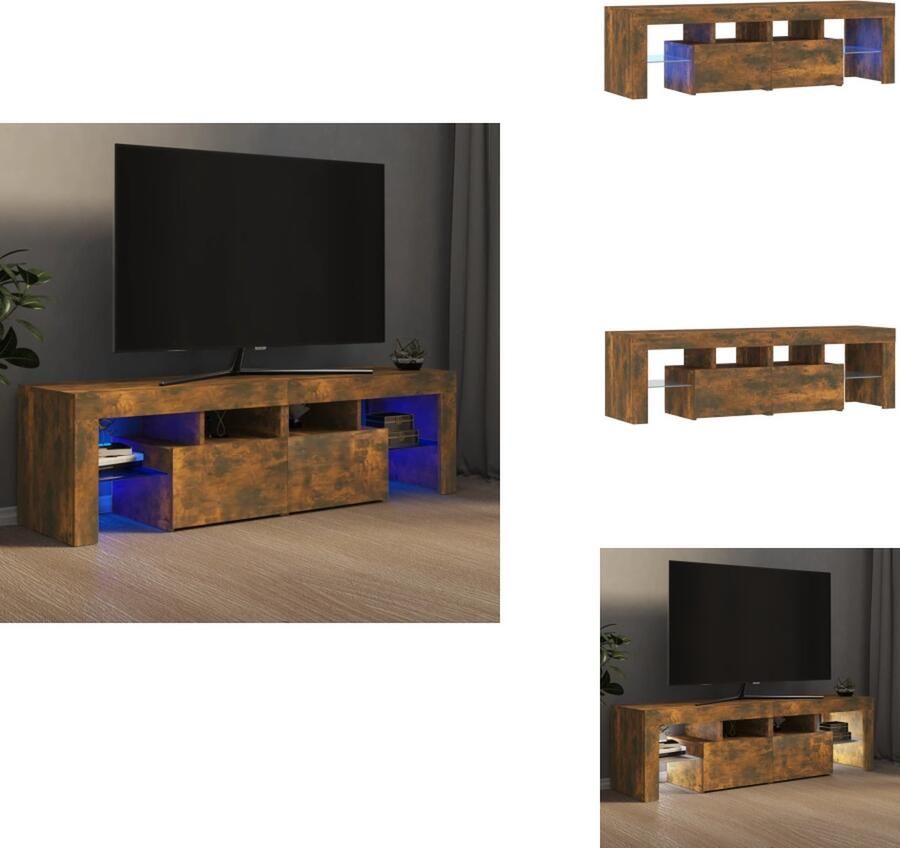 VidaXL Tv-kast Tv-kasten Tv-meubel Hifi-meubel Tv-meubel LED-verlichting 140x36 5x40 cm gerookt eikenkleurig