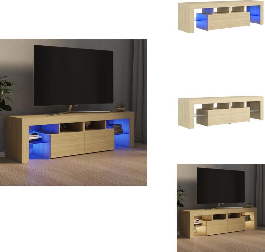 VidaXL Tv-kast Tv-kasten Tv-meubel Hifi-meubel Tv-meubel met LED-verlichting 140x36-5x40 cm sonoma eikenkleur