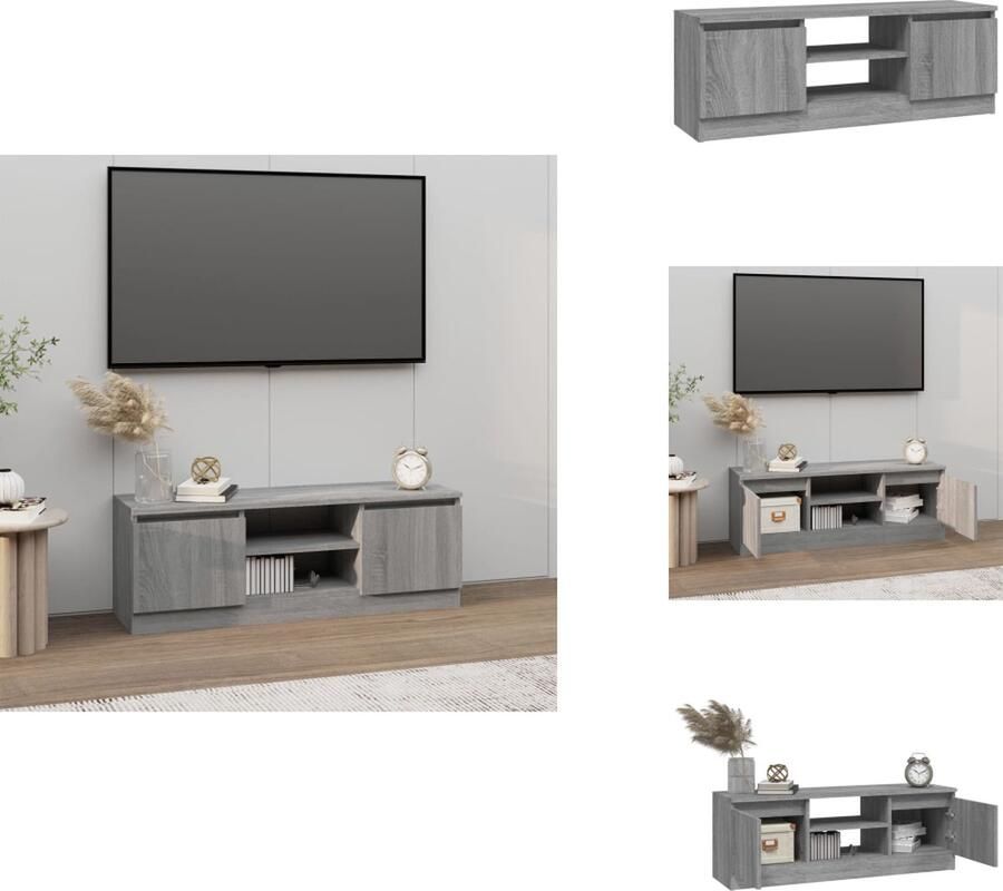 VidaXL Tv-kast Tv-kasten Tv-meubel Hifi-meubel Tv-meubel met deur 102x30x36 cm grijs sonoma eikenkleurig