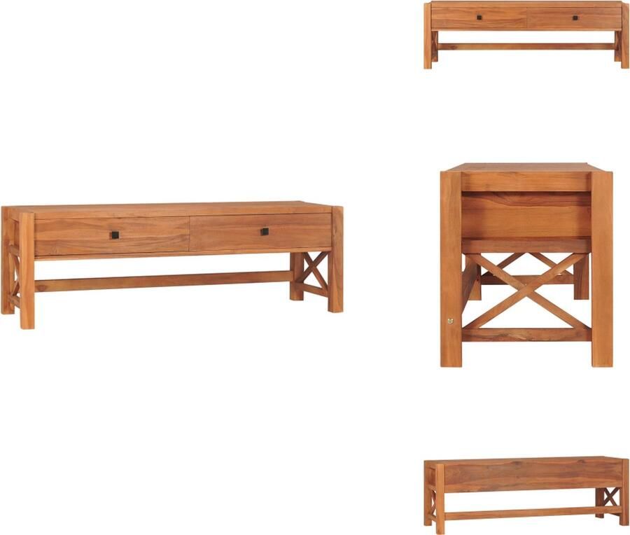VidaXL Tv-meubel massief teakhout 120x40x45 cm Tv-meubel Teak Hout Landelijke Stijl Salon Meubilair Opbergruimte
