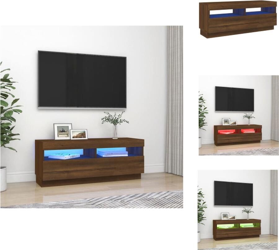 VidaXL Tv-kast Tv-kasten Tv-meubel Hifi-meubel Tv-meubel met LED-verlichting 100x35x40 cm bruineikenkleurig