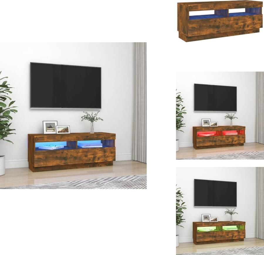 VidaXL Tv-kast Tv-kasten Tv-meubel Hifi-meubel Tv-meubel met LED-verlichting 100x35x40 cm gerookt eikenkleurig