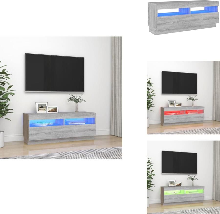 VidaXL Tv-kast Tv-kasten Tv-meubel Hifi-meubel Tv-meubel met LED-verlichting 100x35x40 cm grijs sonoma eiken