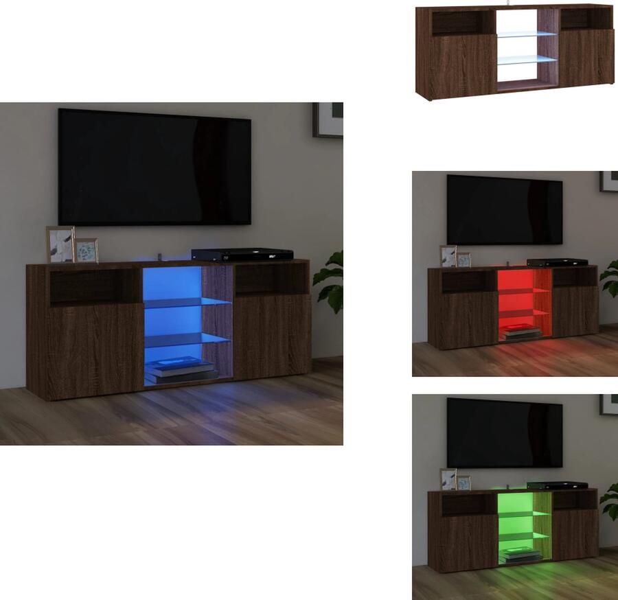 VidaXL Tv-kast Tv-kasten Tv-meubel Hifi-meubel Tv-meubel met LED-verlichting 120x30x50 cm bruineikenkleurig