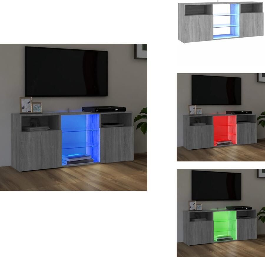 VidaXL Tv-kast Tv-kasten Tv-meubel Hifi-meubel Tv-meubel met LED-verlichting 120x30x50 cm grijs sonoma eiken - Foto 2