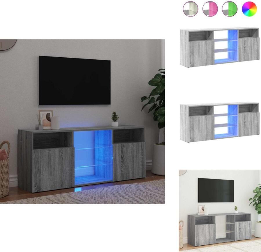 VidaXL Tv-kast Tv-kasten Tv-meubel Hifi-meubel Tv-meubel met LED-verlichting 120x30x50 cm grijs sonoma eiken