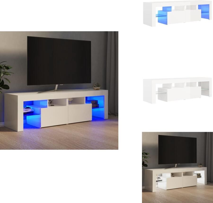 VidaXL Tv-kast Tv-kasten Tv-meubel Hifi-meubel Tv-meubel met LED-verlichting 140x36 5x40 cm hoogglans wit