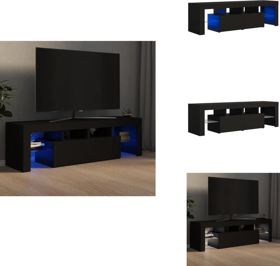 VidaXL Tv-kast Tv-kasten Tv-meubel Hifi-meubel Tv-meubel met LED-verlichting 140x36-5x40 cm zwart
