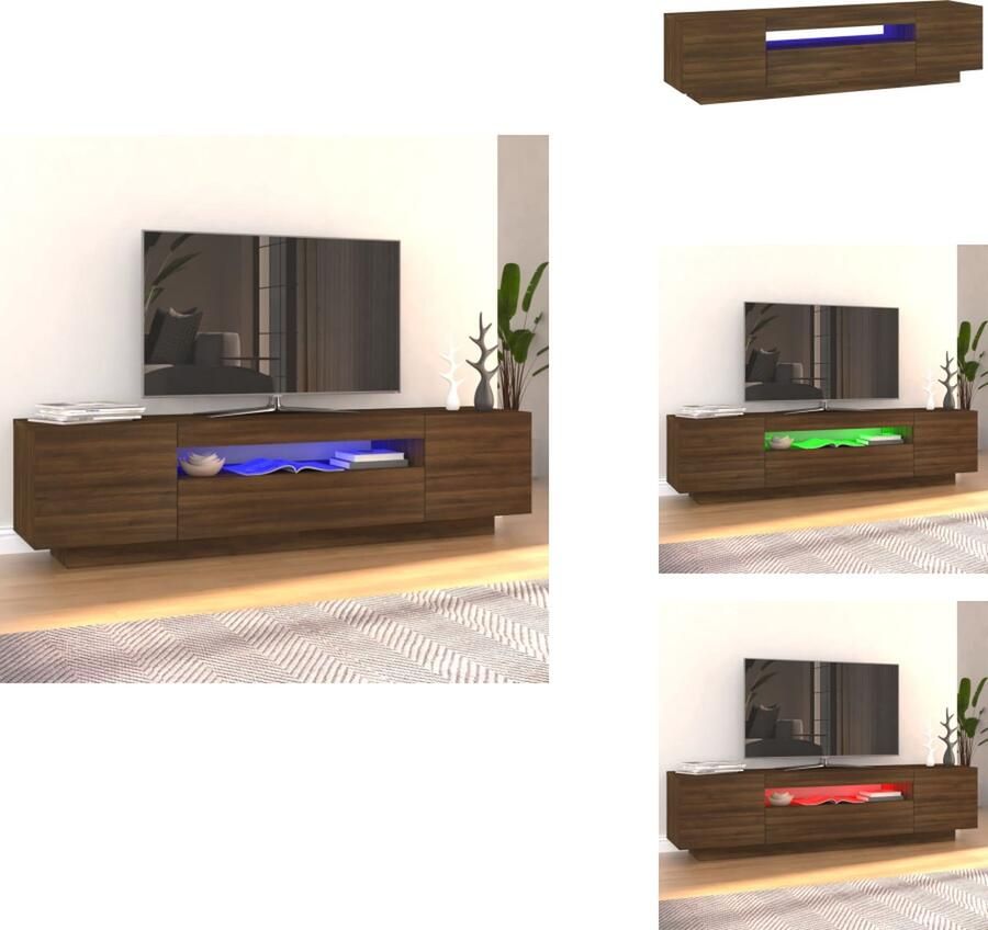 VidaXL Tv-kast Tv-kasten Tv-meubel Hifi-meubel Tv-meubel met LED-verlichting 160x35x40 cm bruineikenkleurig