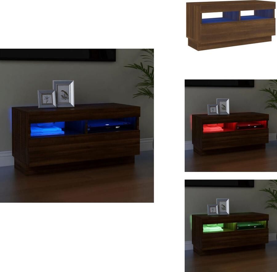 VidaXL Tv-kast Tv-kasten Tv-meubel Hifi-meubel Tv-meubel met LED-verlichting 80x35x40 cm bruineikenkleurig
