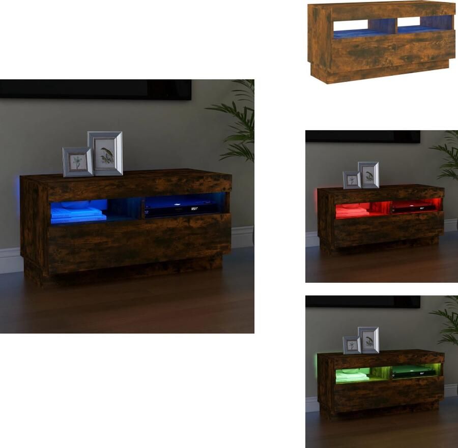 VidaXL Tv-kast Tv-kasten Tv-meubel Hifi-meubel Tv-meubel met LED-verlichting 80x35x40 cm gerookt eikenkleurig