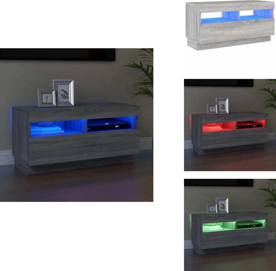 VidaXL Tv-kast Tv-kasten Tv-meubel Hifi-meubel Tv-meubel met LED-verlichting 80x35x40 cm grijs sonoma eiken