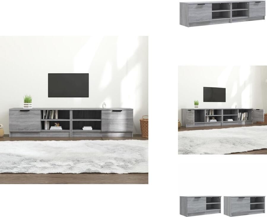 VidaXL Tv-kast Tv-kasten Tv-meubel Hifi-meubel Tv-meubelen 2 st 80x35x36-5 cm bewerkt hout grijs sonoma eiken