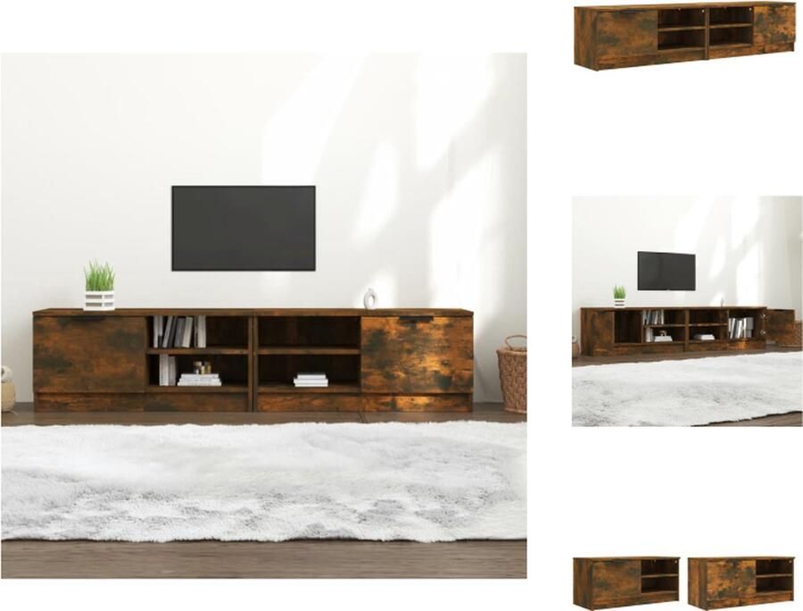 VidaXL Tv-kast Tv-kasten Tv-meubel Hifi-meubel Tv-meubelen 2 st 80x35x36 5cm bewerkt hout gerookt eikenkleurig