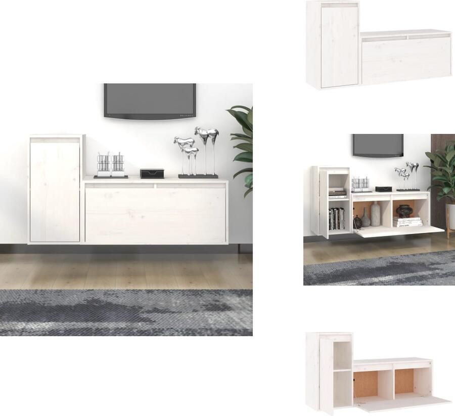 VidaXL Klassieke Televisiekasten Massief Grenenhout Wandmeubelen 80 x 30 x 35 cm 30 x 30 x 60 cm Kast