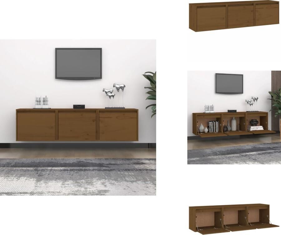 VidaXL TV-meubel Hangkast van massief grenenhout 30 x 30 x 40 cm 30 x 30 x 100 cm Honingbruin Kast - Foto 2