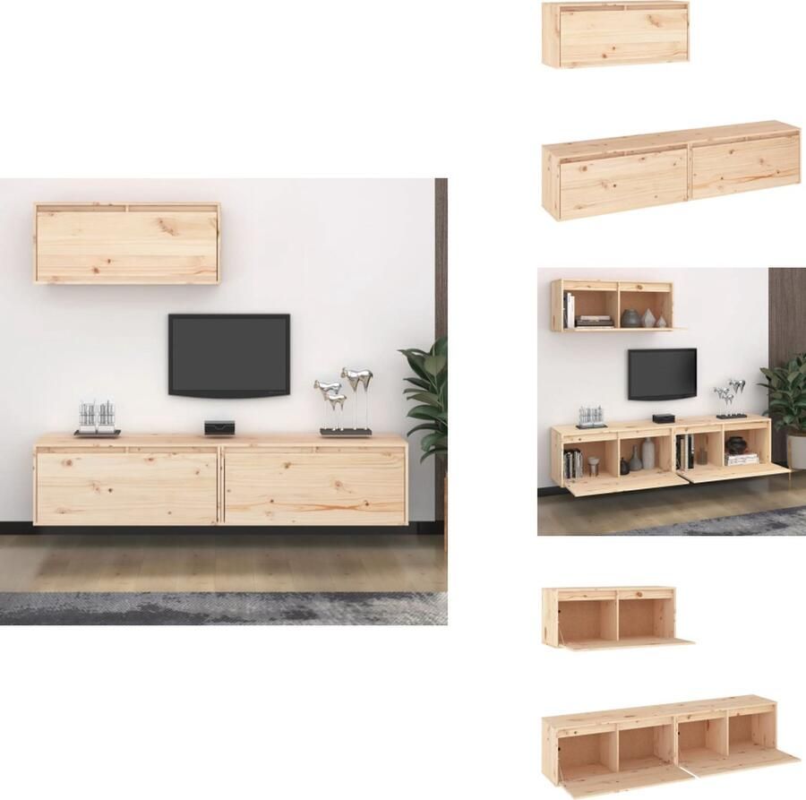 VidaXL Tv-meubel Klassieke televisiekasten Massief grenenhout 80 x 30 x 35 cm Kast