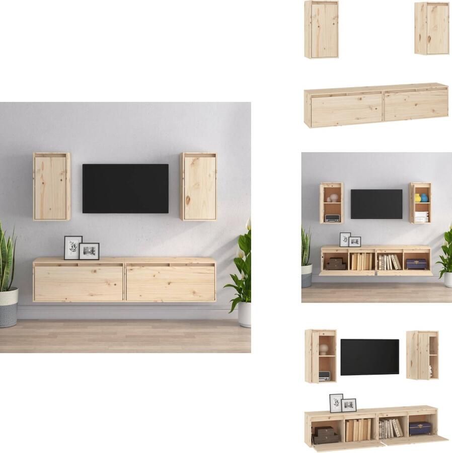 VidaXL Televisiemeubel Hangkasten 80 x 30 x 35 cm 30 x 30 x 60 cm Massief grenenhout Kast