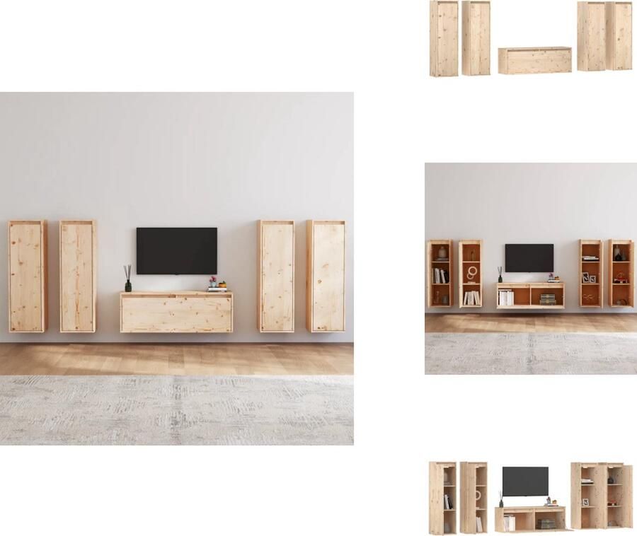 VidaXL Tv-kast Tv-kasten Tv-meubel Hifi-meubel Tv-meubelen 5 st massief grenenhout