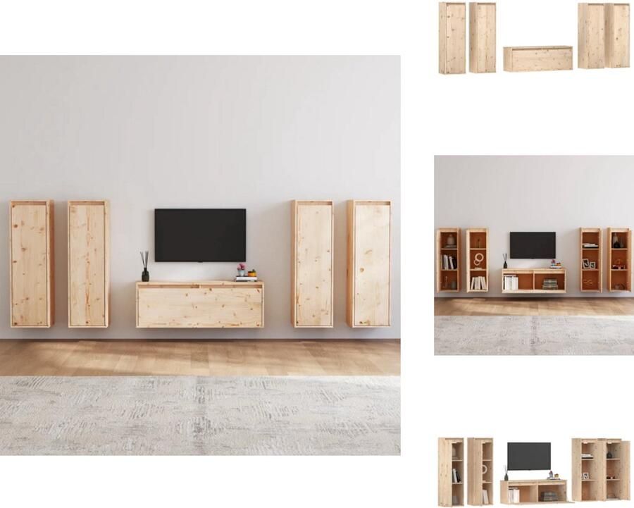VidaXL Televisiemeubel Klassiek Design Massief Grenenhout Verschillende Maten Available Onbehandeld Hout Kast - Foto 4