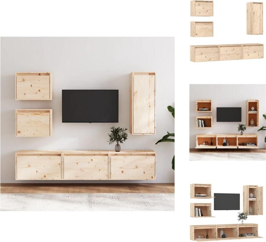VidaXL Televisiemeubel Hangkast Massief Grenenhout 60x30x35 cm Set van 3 Montage vereist Kast