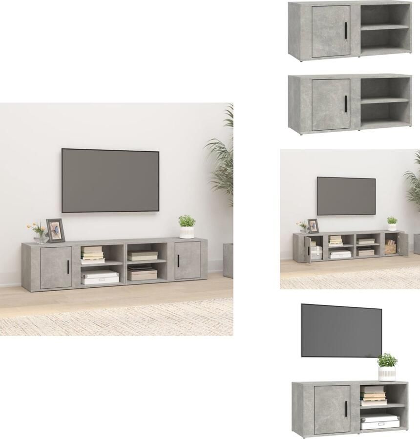 VidaXL Tv-kast Tv-kasten Tv-meubel Hifi-meubel Tv-meubels 2 st 80x31 5x36 cm bewerkt hout betongrijs