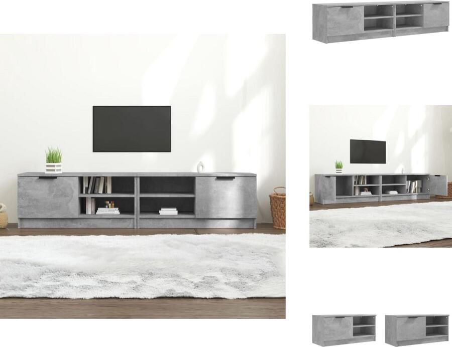 VidaXL Tv-kast Tv-kasten Tv-meubel Hifi-meubel Tv-meubels 2 st 80x35x36 5 cm bewerkt hout betongrijs