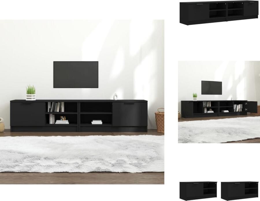 VidaXL Tv-kast Tv-kasten Tv-meubel Hifi-meubel Tv-meubels 2 st 80x35x36 5 cm bewerkt hout zwart