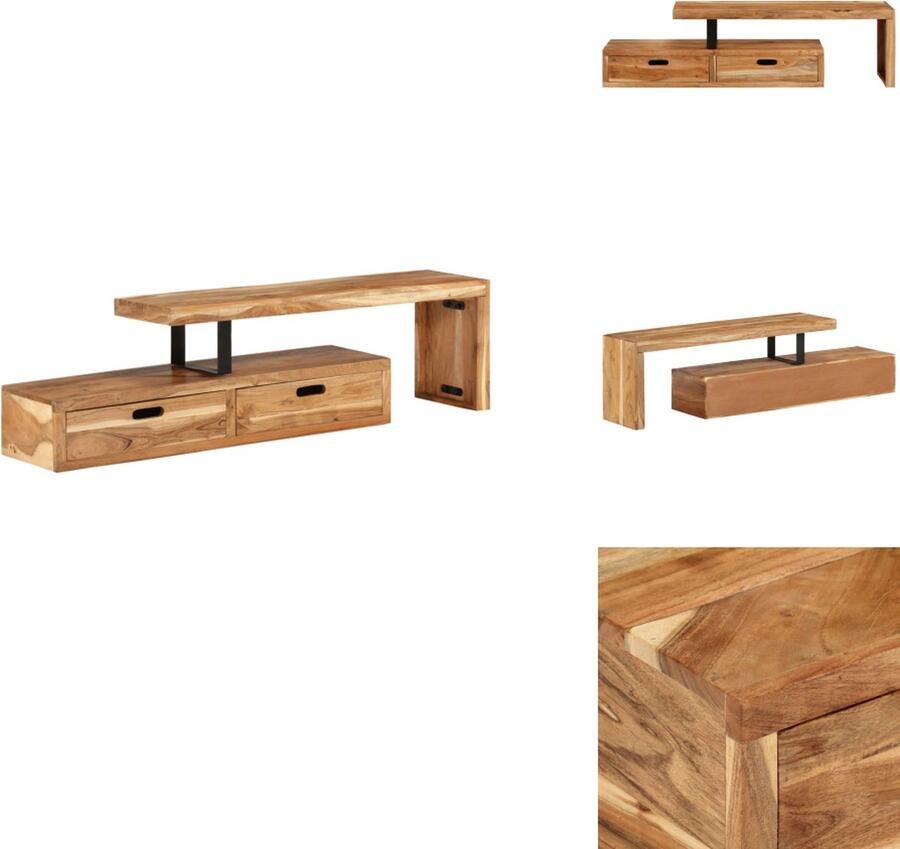 VidaXL TV-meubel Massief Acaciahout 112x30x40 cm Inclusief opbergruimte Kast