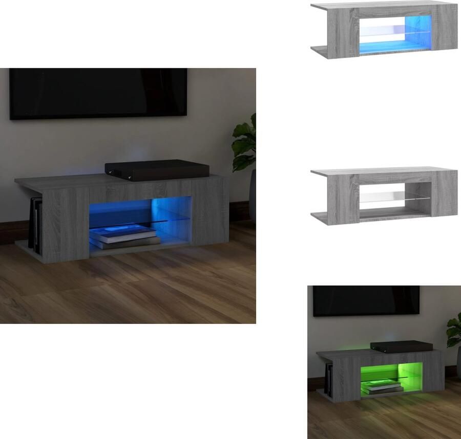 VidaXL Tv-kast Tv-kasten Tv-meubel Met LED Tv Kast Met Led Lichtverlichting Tv-meubel met LED-verlichting 90x39x30 cm grijs sonoma eiken