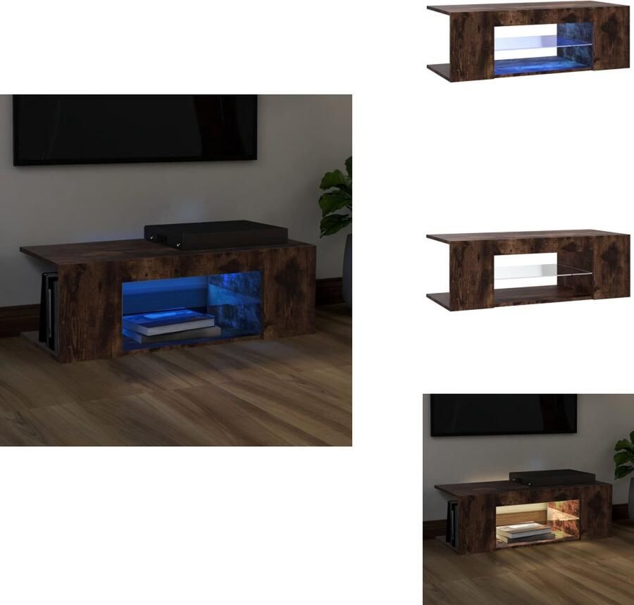 VidaXL Tv-kast Tv-kasten Tv-meubel Met LED Tv Kast Met Led Lichtverlichting Tv-meubel met LED-verlichting 90x39x30 cm gerookt eikenkleurig