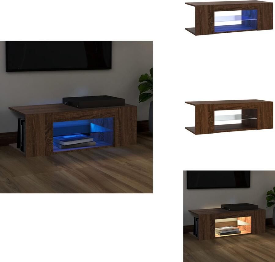 VidaXL Tv-kast Tv-kasten Tv-meubel Met LED Tv Kast Met Led Lichtverlichting Tv-meubel met LED-verlichting 90x39x30 cm bruineikenkleurig