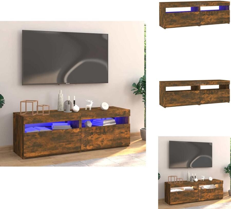 VidaXL -Tv-meubel-met-LED-verlichting-120x35x40-cm-gerookt-eikenkleurig - Foto 5