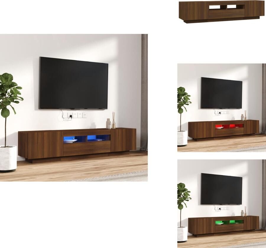 VidaXL Tv-kast Tv-kasten Tv-meubel Met LED-verlichting 2-delige Tv-meubelset met LED bewerkt hout bruineiken