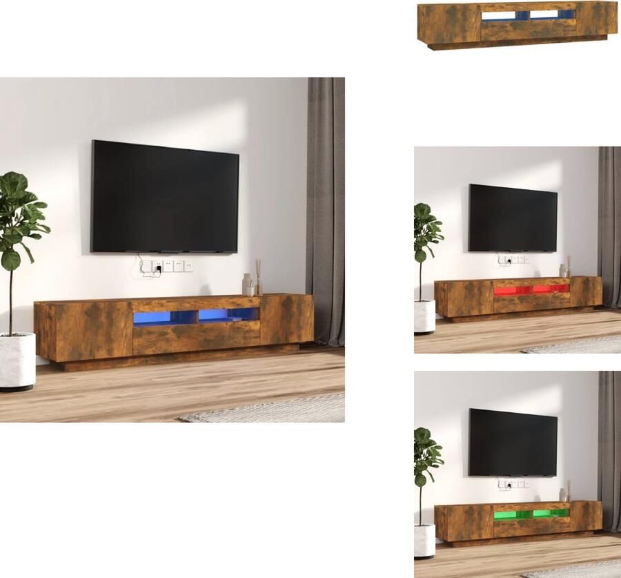 VidaXL Tv-kast Tv-kasten Tv-meubel Met LED-verlichting 2-delige Tv-meubelset met LED bewerkt hout gerookt eikenkleurig