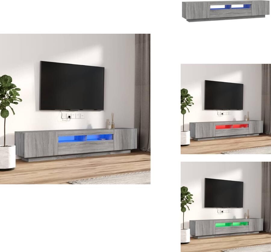 VidaXL Tv-kast Tv-kasten Tv-meubel Met LED-verlichting 2-delige Tv-meubelset met LED bewerkt hout grijs sonoma eiken