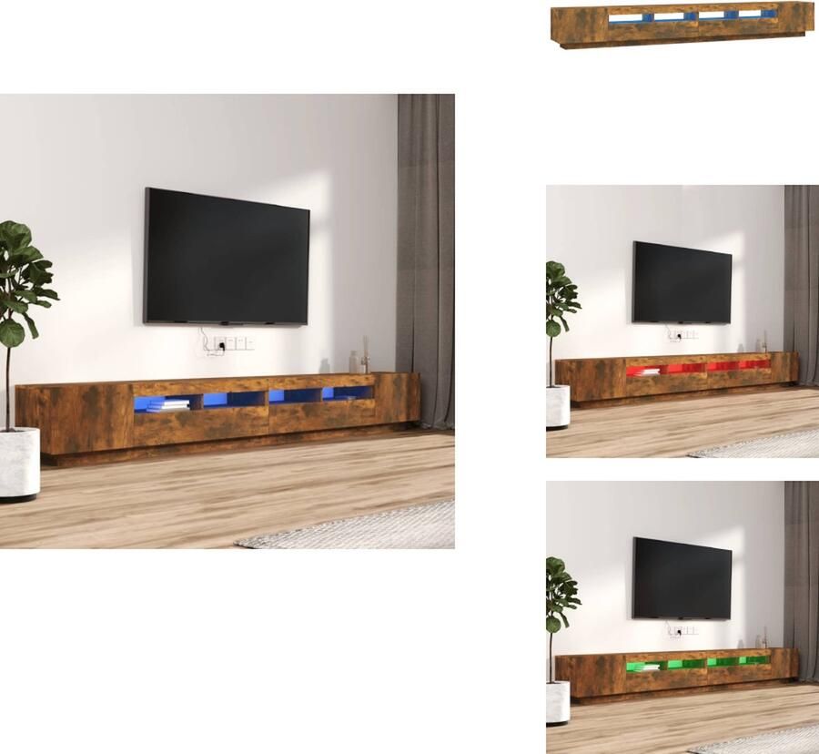 VidaXL Tv-kast Tv-kasten Tv-meubel Met LED-verlichting 3-delige Tv-meubelset met LED bewerkt hout gerookt eikenkleurig