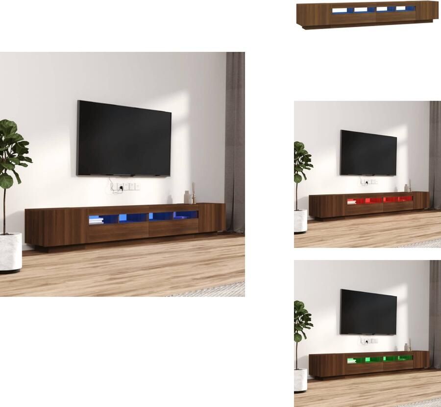 VidaXL Tv-kast Tv-kasten Tv-meubel Met LED-verlichting 3-delige Tv-meubelset met LED bewerkt hout bruineiken