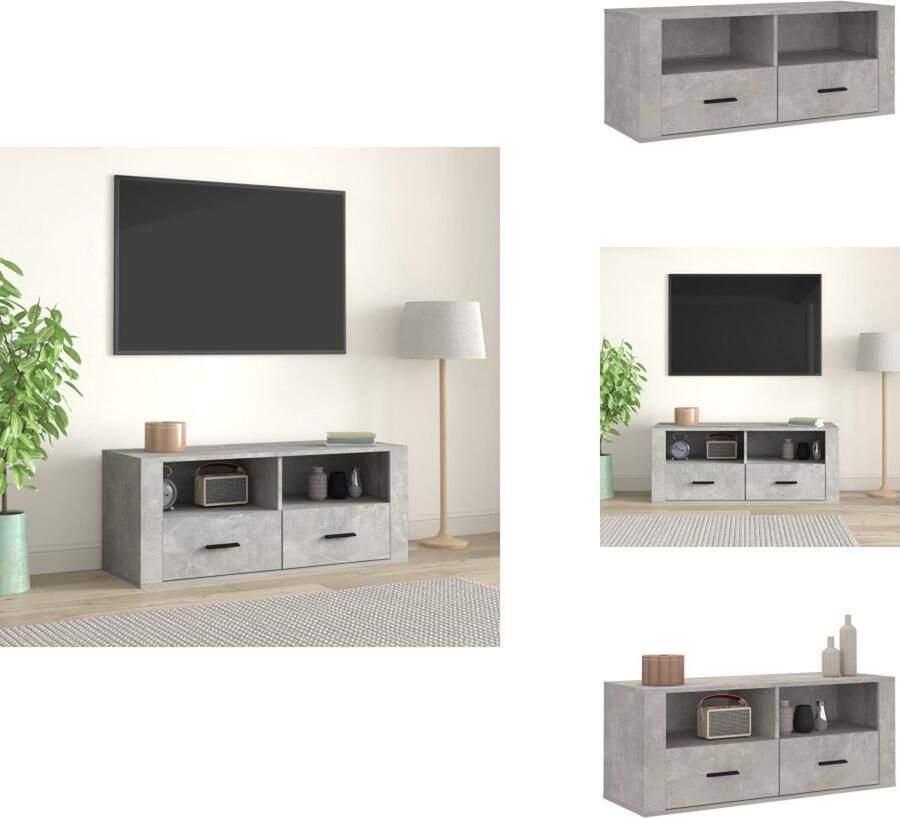 VidaXL Tv-kast Tv-kasten Tv-meubel Met LED-verlichting Tv-meubel 100x35x40 cm bewerkt hout betongrijs
