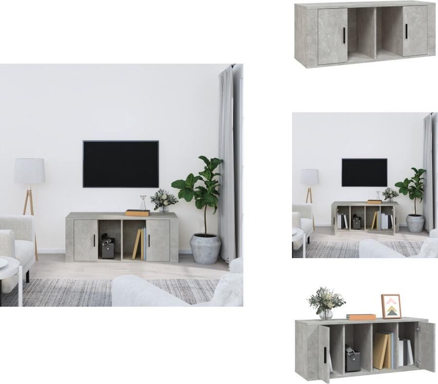 VidaXL Tv-kast Tv-kasten Tv-meubel Met LED-verlichting Tv-meubel 100x35x40 cm bewerkt hout betongrijs
