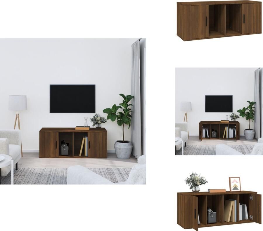 VidaXL Tv-kast Tv-kasten Tv-meubel Met LED-verlichting Tv-meubel 100x35x40 cm bewerkt hout bruineikenkleurig