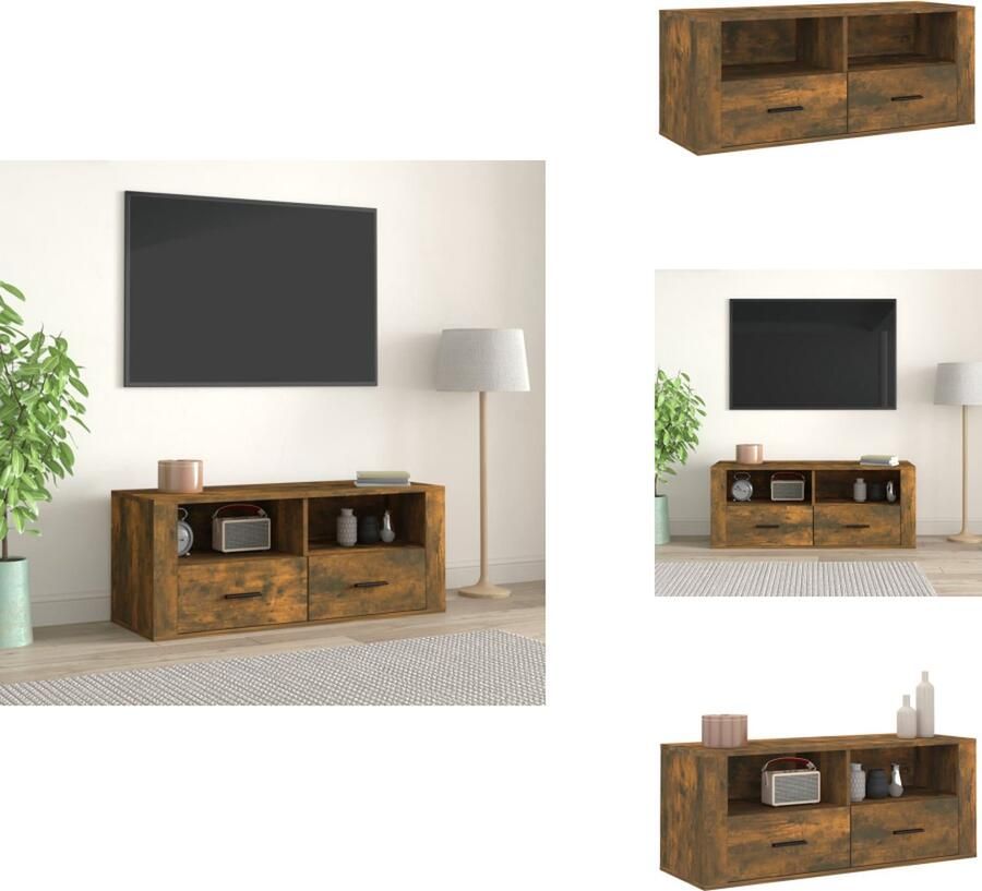 VidaXL Tv-kast Tv-kasten Tv-meubel Met LED-verlichting Tv-meubel 100x35x40 cm bewerkt hout gerookt eikenkleurig