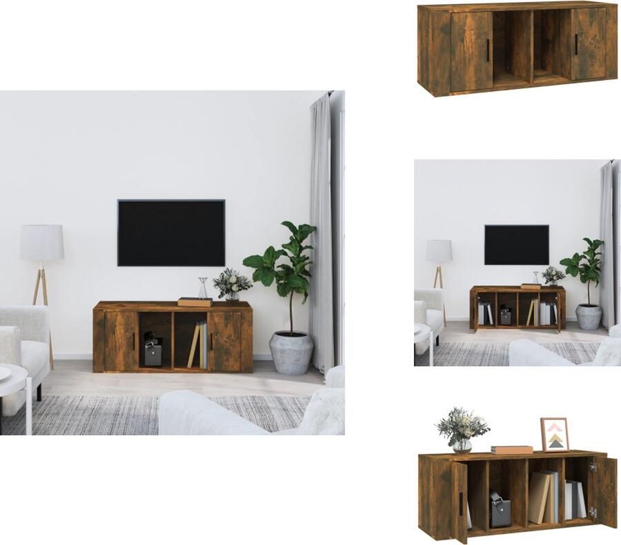 VidaXL Tv-kast Tv-kasten Tv-meubel Met LED-verlichting Tv-meubel 100x35x40 cm bewerkt hout gerookt eikenkleurig