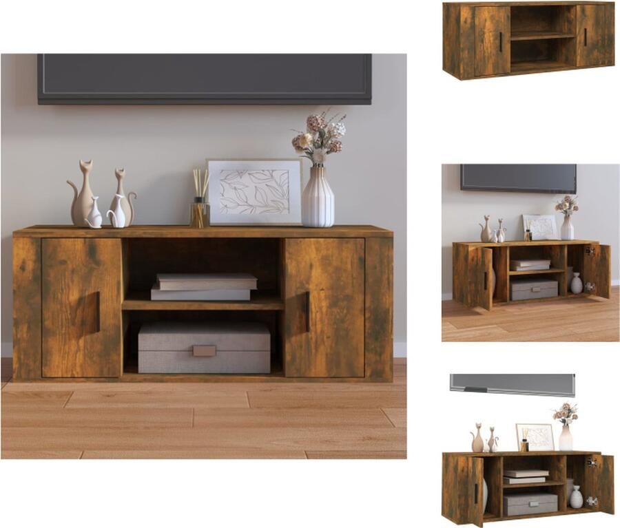 VidaXL -Tv-meubel-100x35x40-cm-bewerkt-hout-gerookt-eikenkleurig