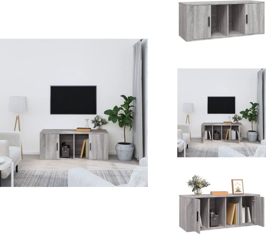 VidaXL Tv-kast Tv-kasten Tv-meubel Met LED-verlichting Tv-meubel 100x35x40 cm bewerkt hout grijs sonoma eikenkleurig