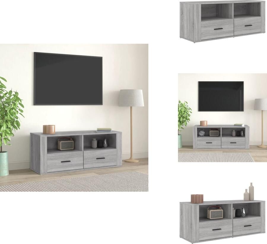 VidaXL Tv-kast Tv-kasten Tv-meubel Met LED-verlichting Tv-meubel 100x35x40 cm bewerkt hout grijs sonoma eikenkleurig
